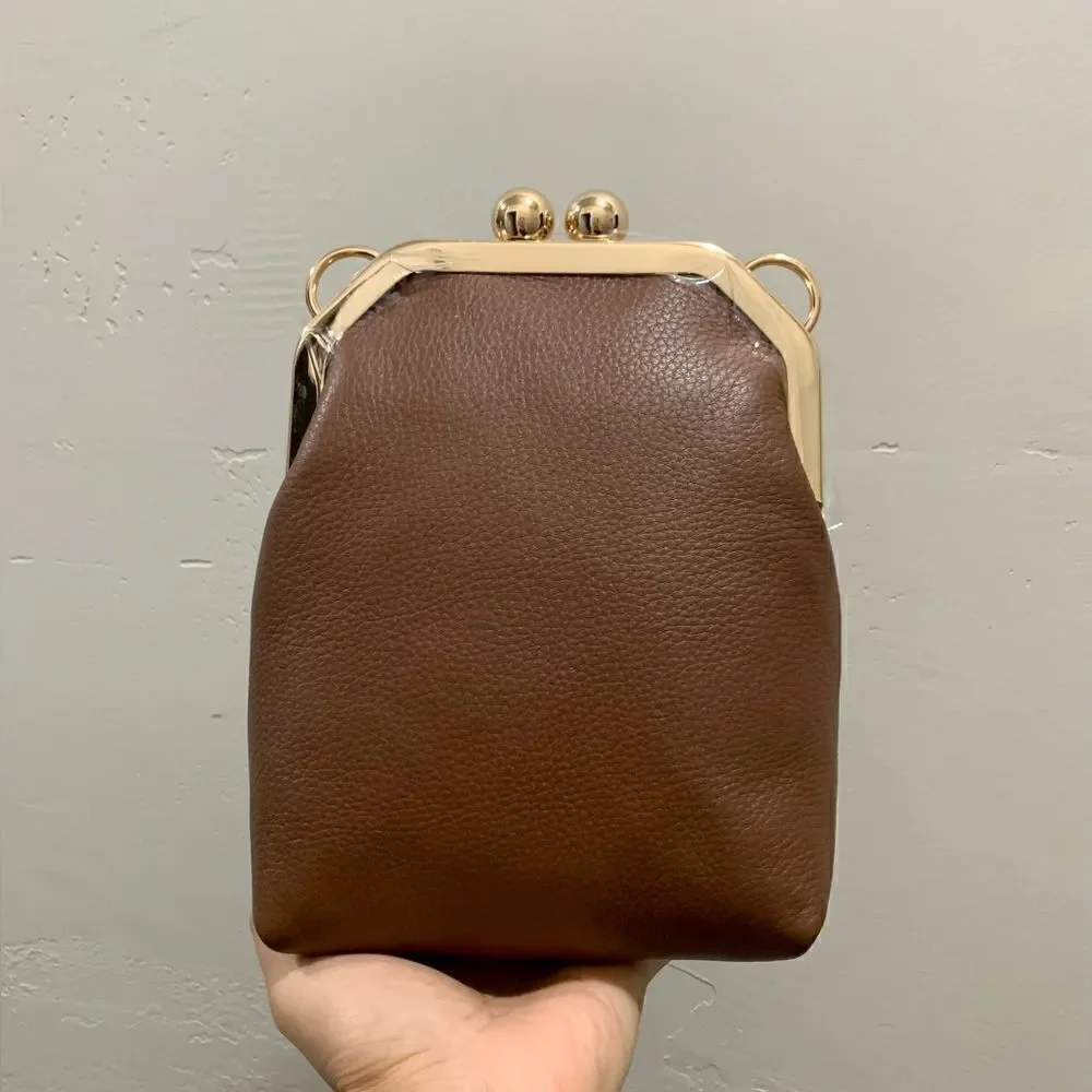 Handmade Genuine Leather Purse/Push Lock Crossbody/Shoulder bag